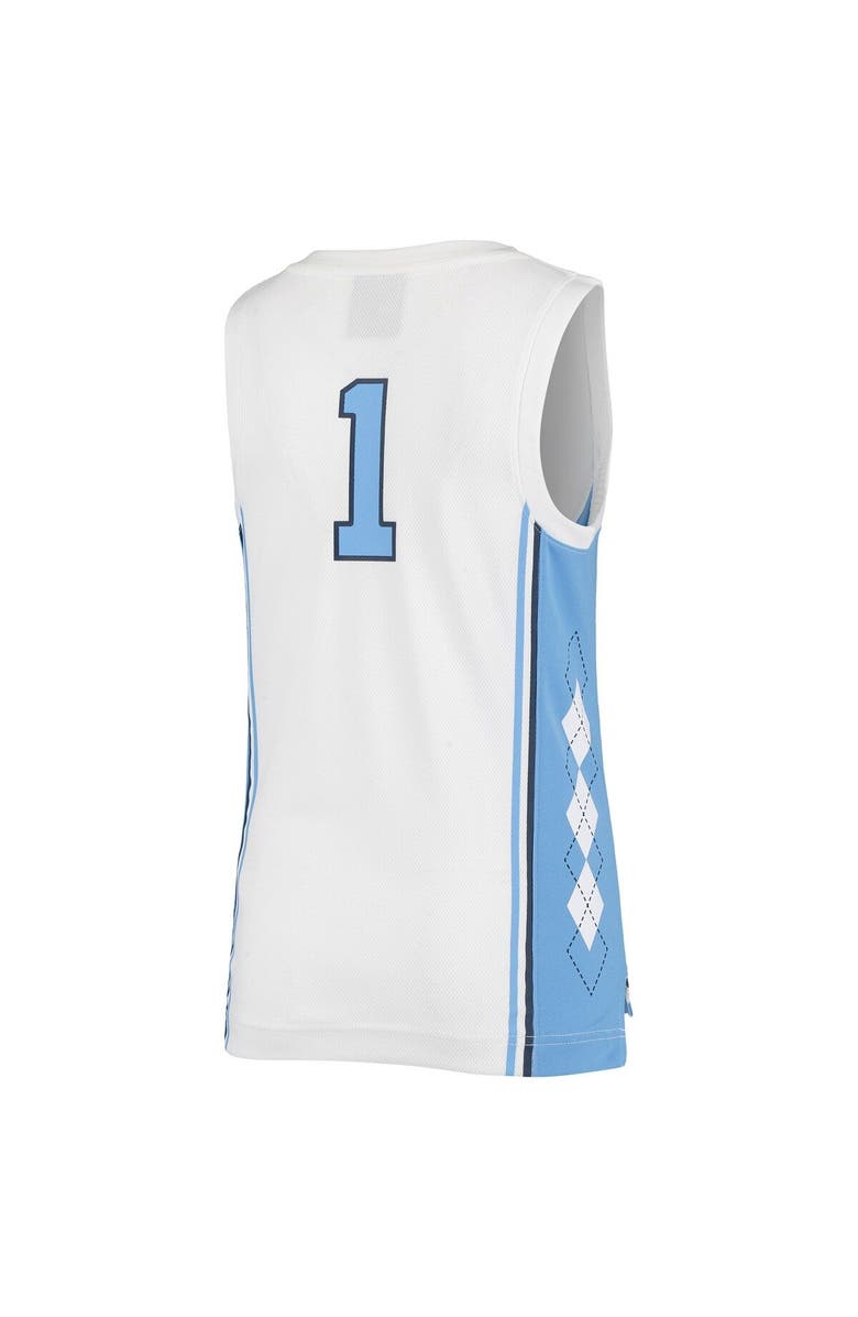 Jordan Brand Youth Jordan Brand #1 White North Carolina Tar Heels Team Replica Basketball Jersey, Alternate, color,