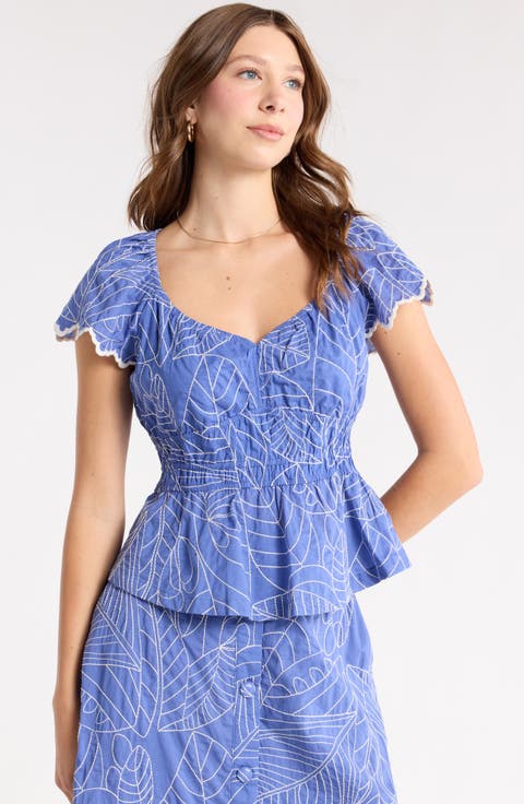 Short Sleeve Smocked Waist Top