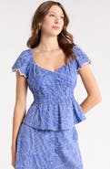 1901 Short Sleeve Smocked Waist Top