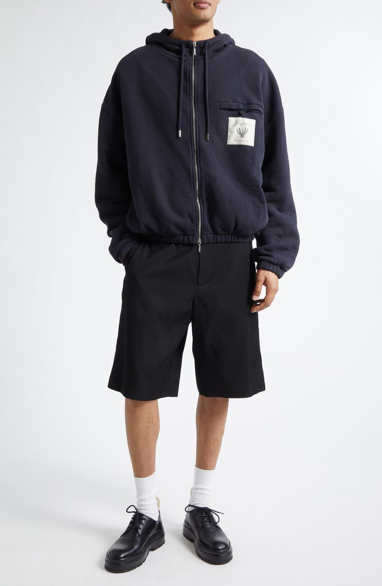 Jacquemus Le Short Camargue Virgin Wool Shorts, Alternate, color, Black