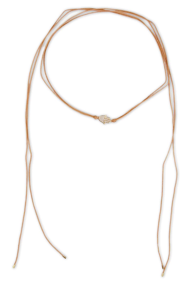Pavé Crystal Hamsa Choker Necklace, Alternate, color, KHAKI