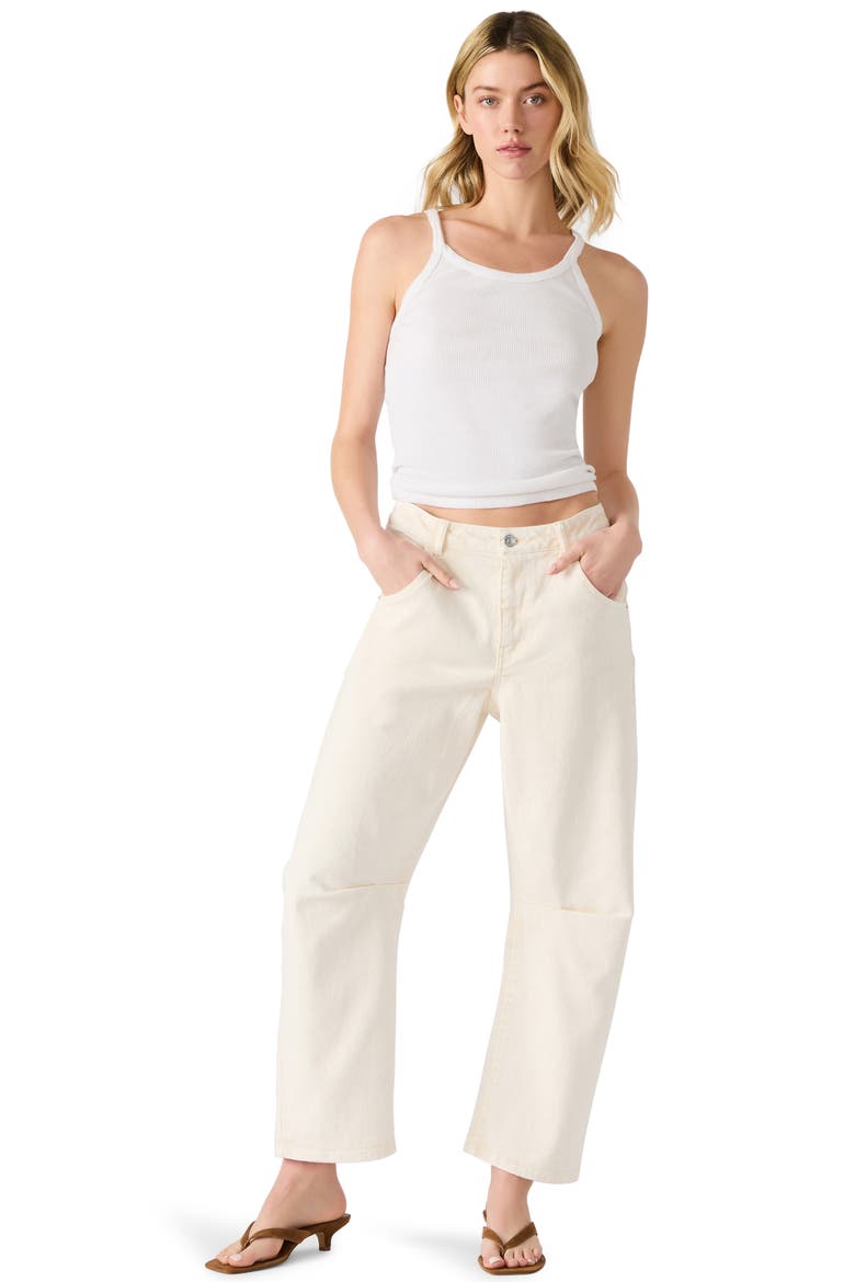 Mid Rise Barrel Leg Jeans, Alternate, color, CREAM