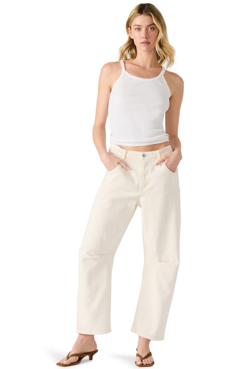 Steve Madden Mid Rise Barrel Leg Jeans, Alternate, color, Cream