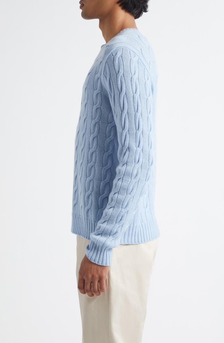 Ralph Lauren Purple Label Cable Stitch Cashmere Crewneck Sweater, Alternate, color, Chambray Blue