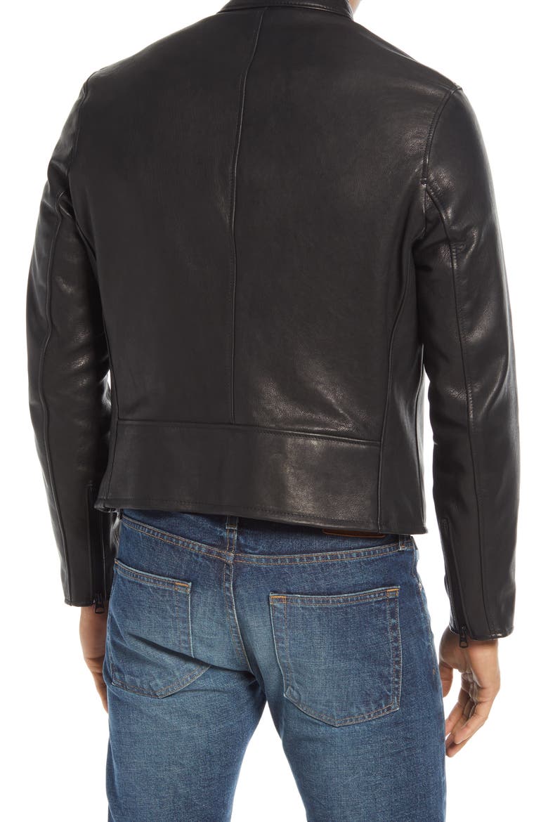 Leather Moto Jacket, Alternate, color, BLACK