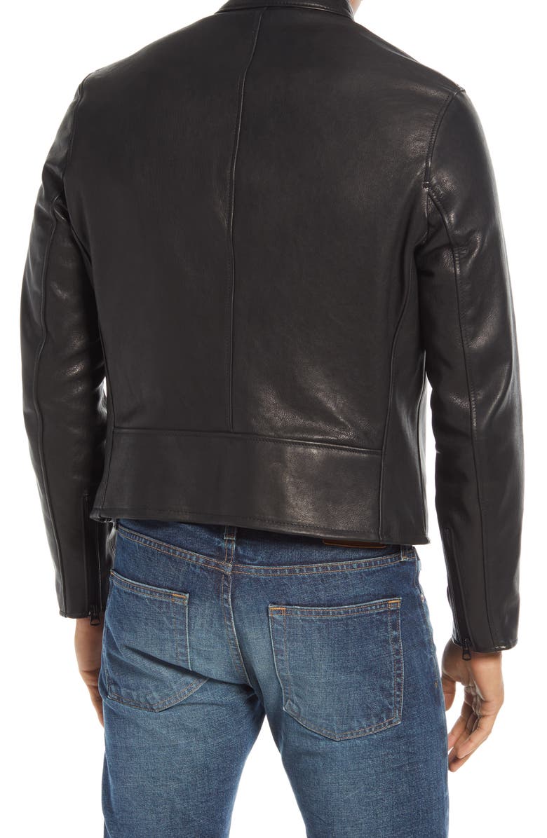 Schott NYC Leather Moto Jacket, Alternate, color, Black