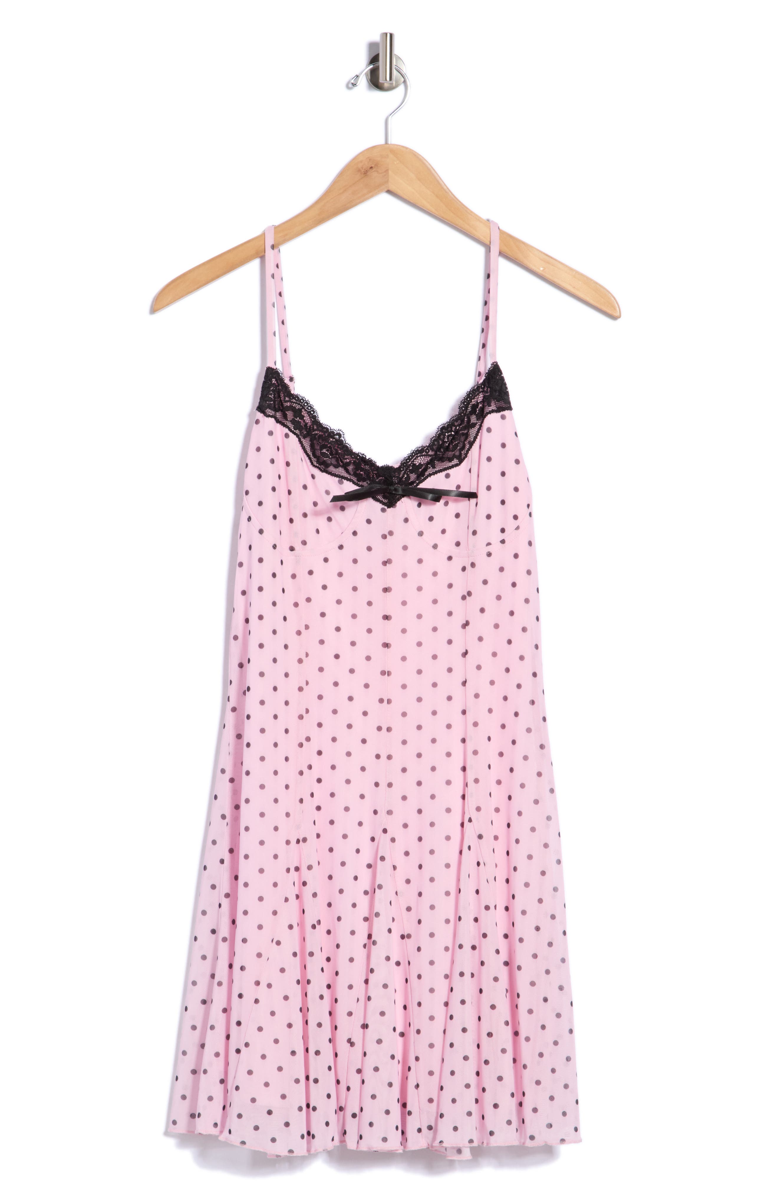 Lace Trim Polka Dot Slipdress