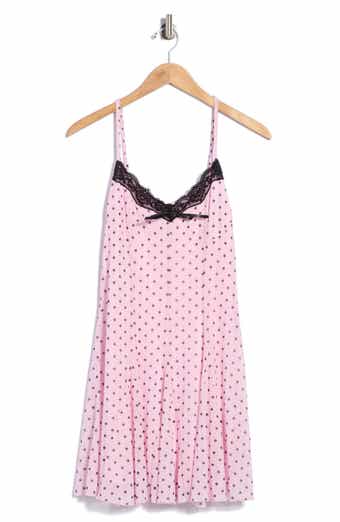 Lace Trim Polka Dot Slipdress