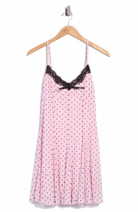 Lace Trim Polka Dot Slipdress