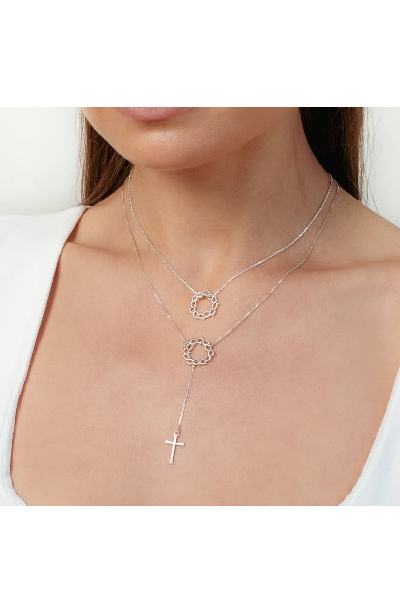 Rizen Jewelry Crown Of Thorns Necklace, Main, color, Sterling Silver