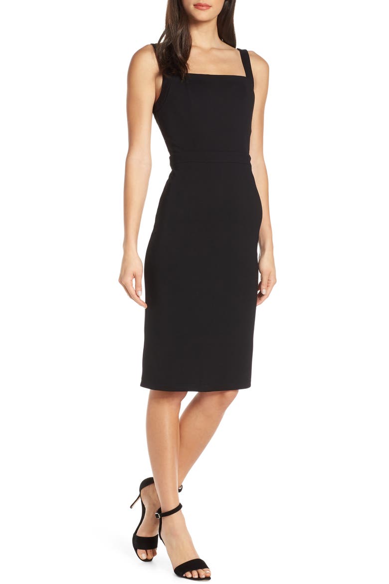 Wisteria Wandering Sheath Dress, Main, color, BLACK