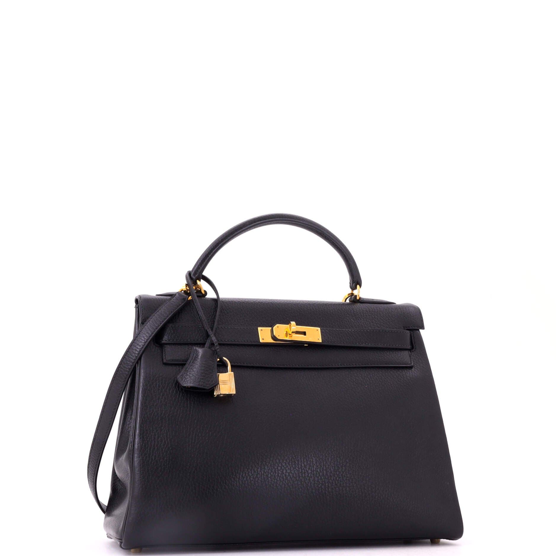 Kelly Handbag Black Ardennes with Gold Hardware 32, Alternate, color, Black