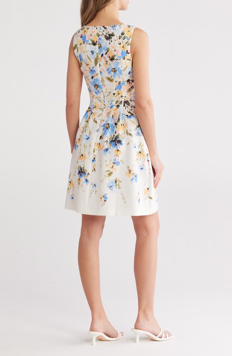 Vince Camuto Floral Sleeveless Fit & Flare Scuba Knit Dress, Alternate, color, 