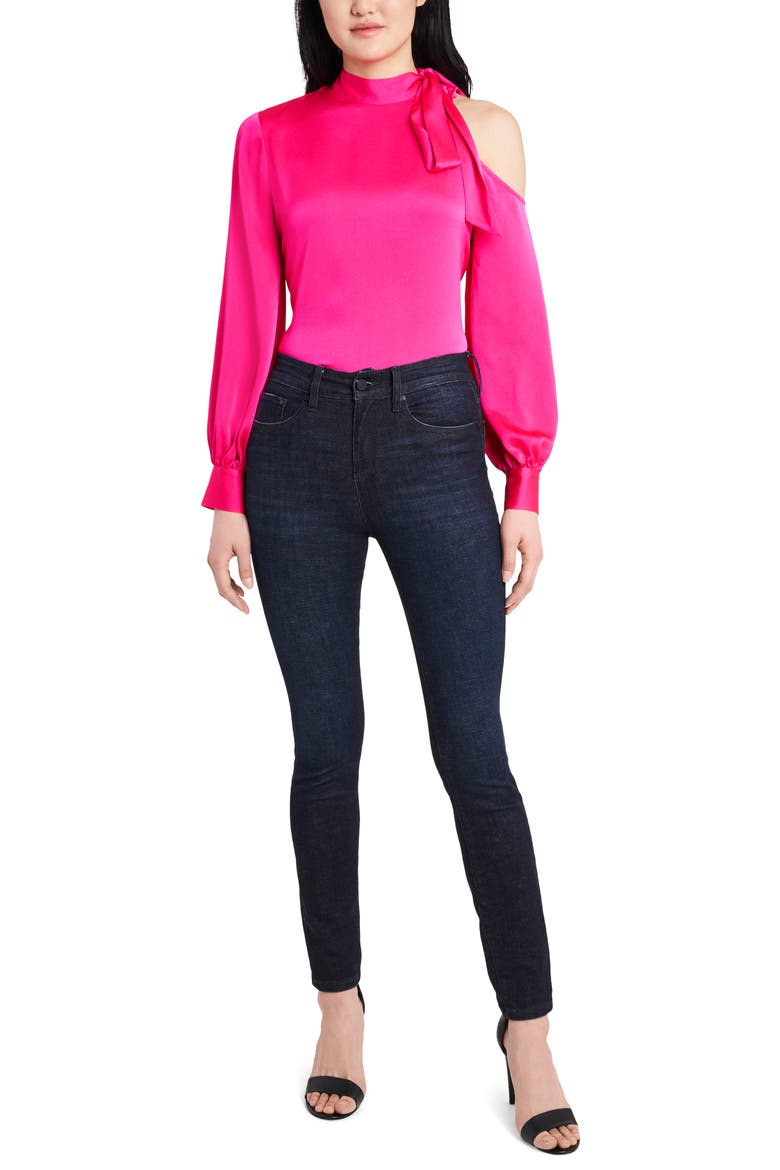 Single Cold Shoulder Tie Neck Top, Alternate, color, LEGACY PINK