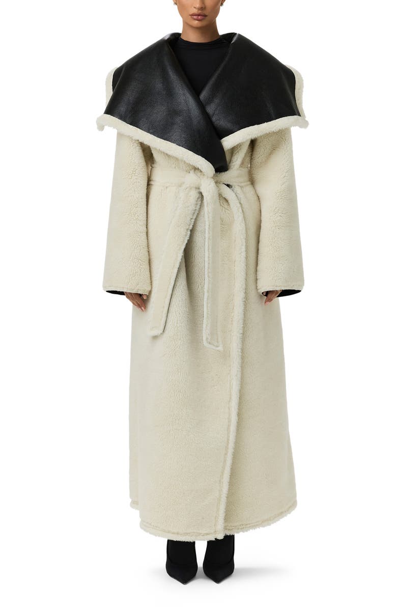 Naked Wardrobe Reversible Faux Shearling Jacket, Alternate, color, Black