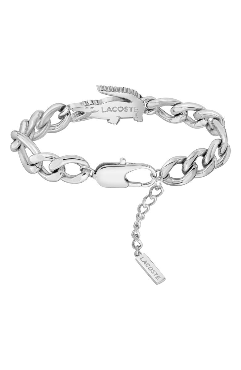 Lacoste Crocodile Chunky Chain Bracelet, Alternate, color, Silver