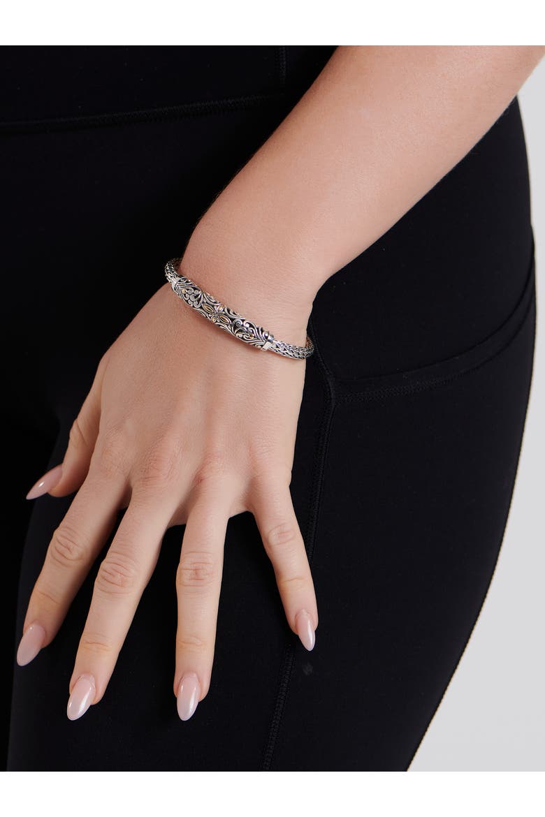 Bali Filigree with Dragon Bone Chain Bracelet in Sterling Silver and 18K Gold, 5mm, Alternate, color, Silver