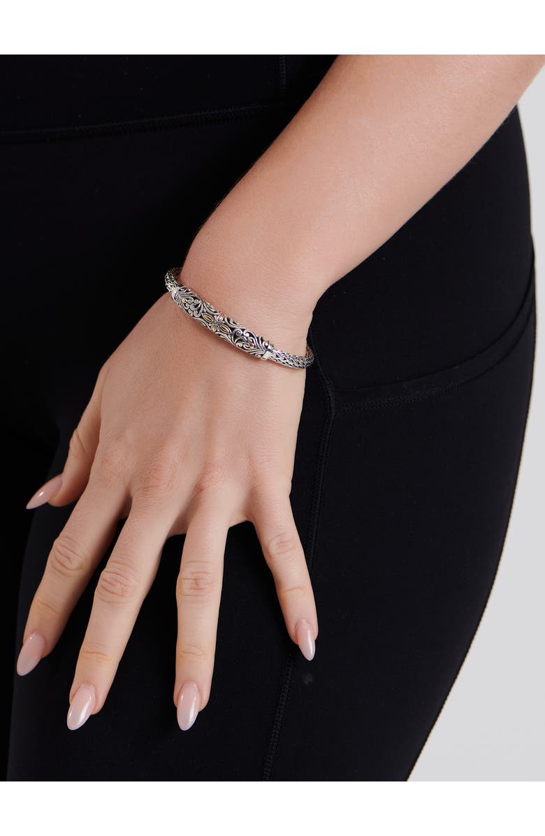 DEVATA Bali Filigree with Dragon Bone Chain Bracelet in Sterling Silver and 18K Gold, 5mm, Alternate, color, Silver