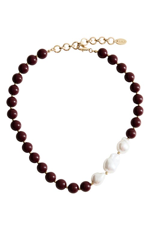 Mango Bead & Faux Pearl Necklace In Black