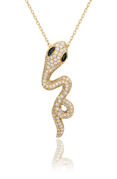 Pavé Cubic Zirconia Wild Snake Pendant Necklace