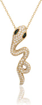 SUZY LEVIAN Pavé Cubic Zirconia Wild Snake Pendant Necklace