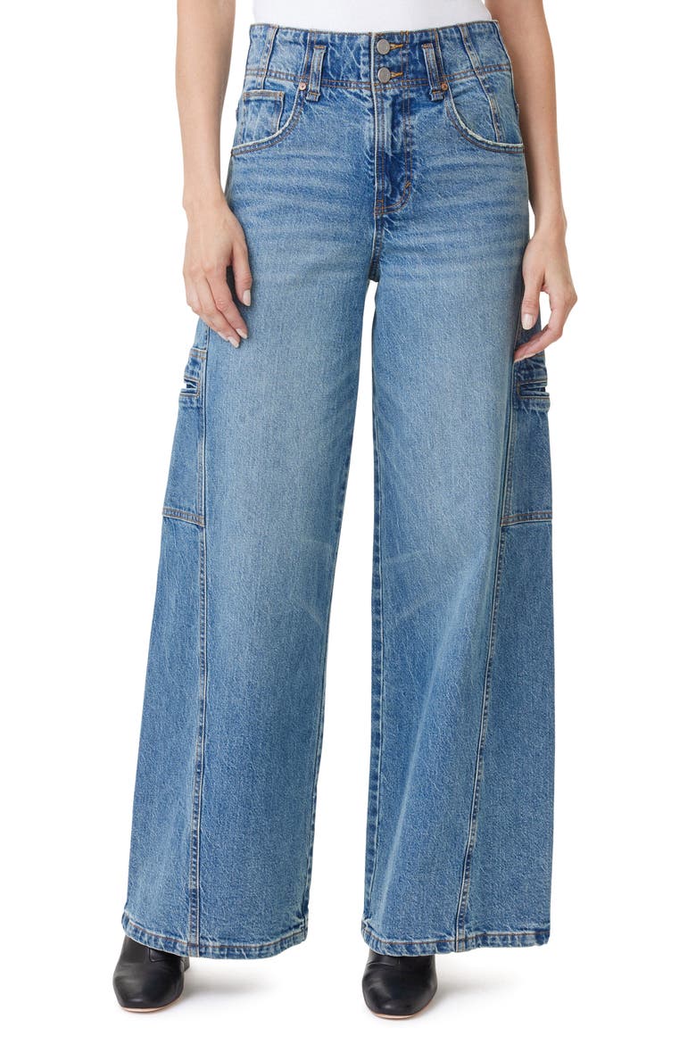 High Waist Extra Wide Leg Cargo Jeans, Alternate, color, OCEAN