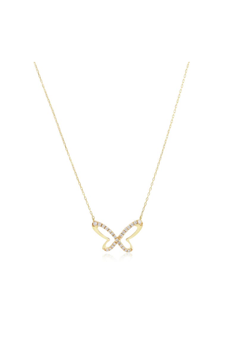 The Lovery Fine Jewelry Large Diamond Butterfly Cutout Necklace, Main, color, Yellow Gold