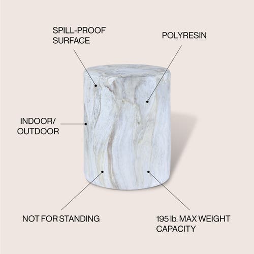 Jonathan Y Troy 16" Modern Minimalist Faux Marble Column Indoor/outdoor Accent Table In Gray/gold