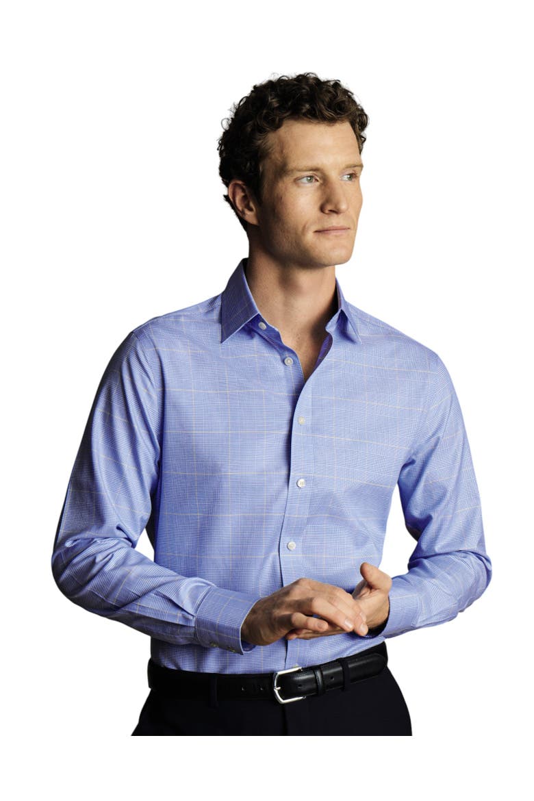 Non-Iron Prince of Wales Check Shirt, Main, color, Light Blue
