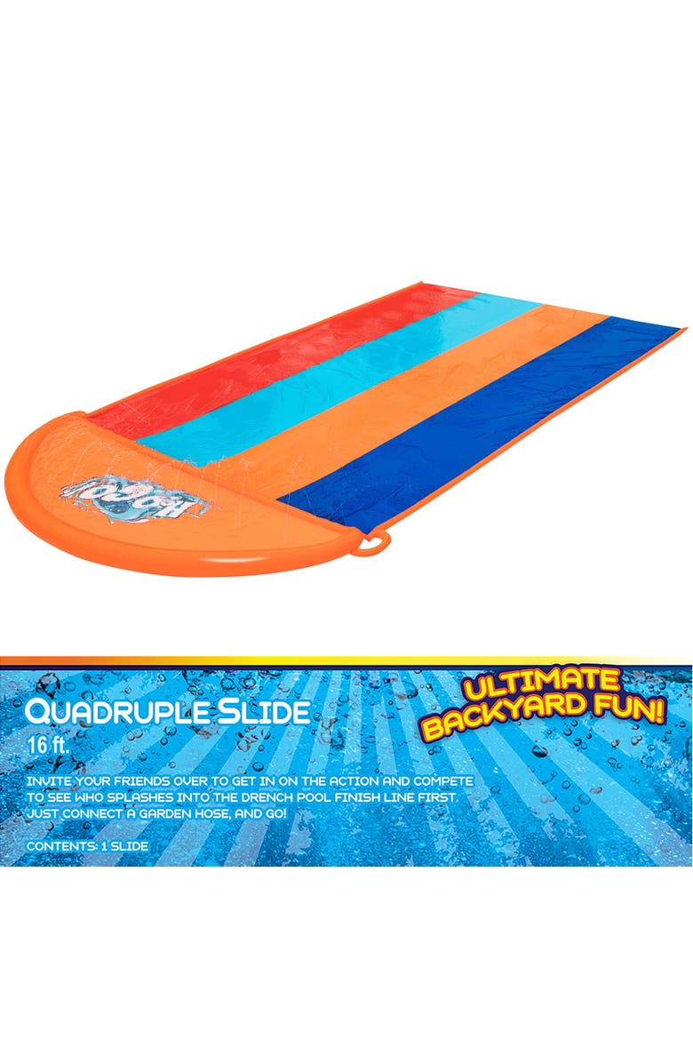 16' Quadruple Inflatable Water Slide With Splash Landing, Alternate, color, Multicolored