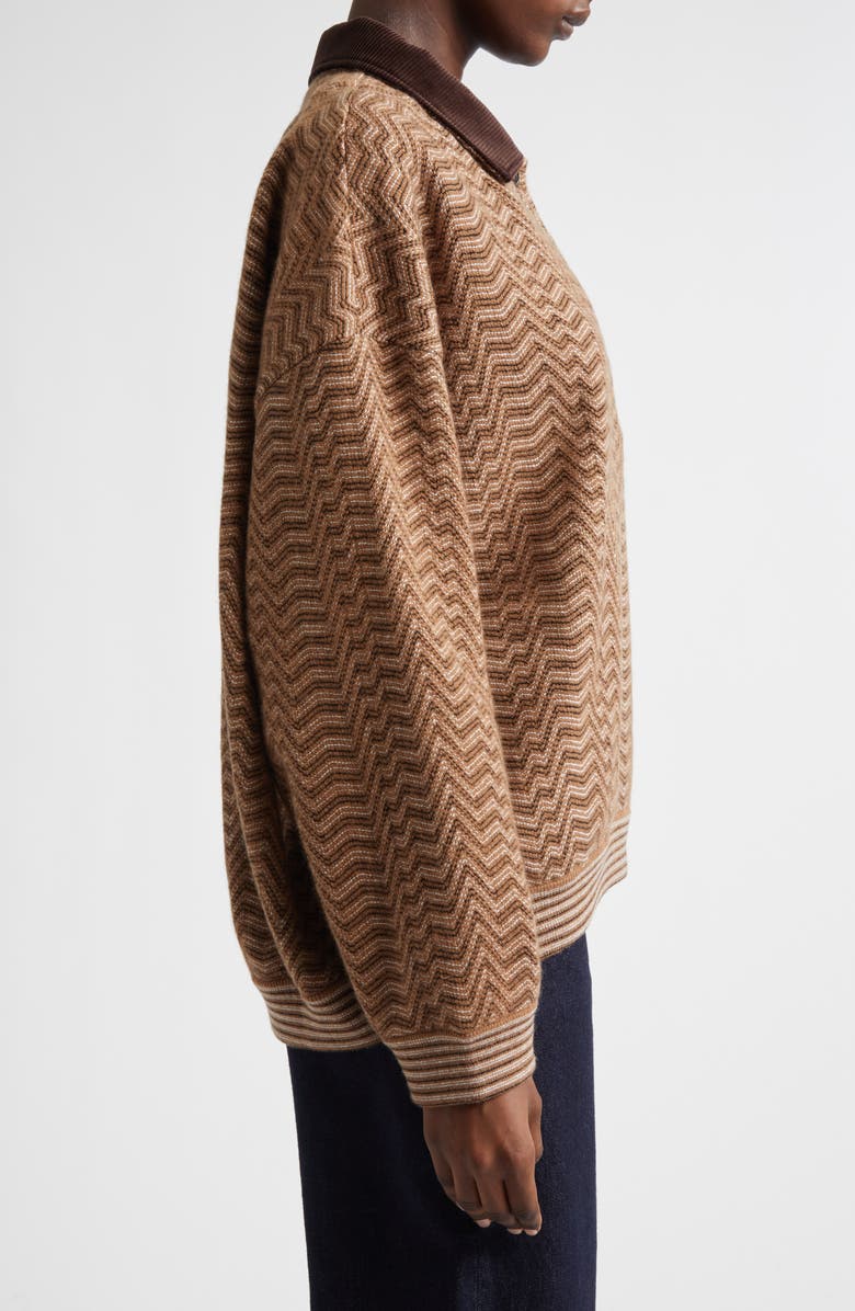 Missoni Zigzag Stripe Polo Sweater, Alternate, color, S01j5 Camel Tones