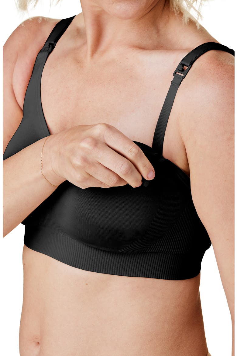 Body Silk Seamless Recycled Nylon Blend Wireless Maternity/Nursing Bra, Alternate, color, BLACK