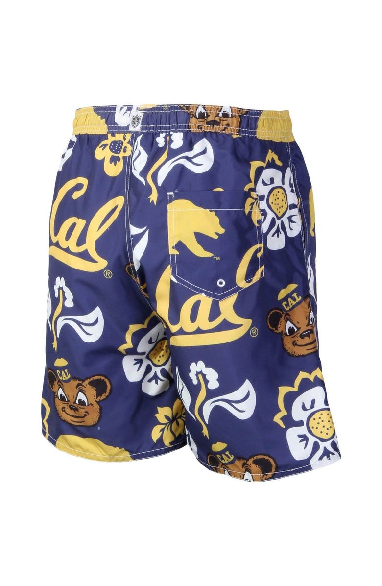 Wes & Willy Men's Wes & Willy Navy Cal Bears Floral Volley Logo Swim Trunks, Alternate, color, 