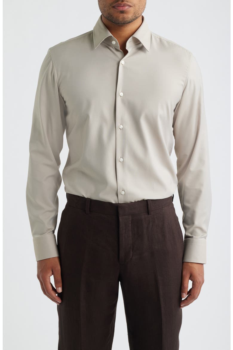 P Hank Slim Fit Dress Shirt, Main, color, OPEN BEIGE