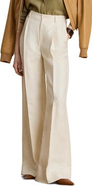 Lauren Ralph Lauren High Waist Wide Leg Linen Blend Pants