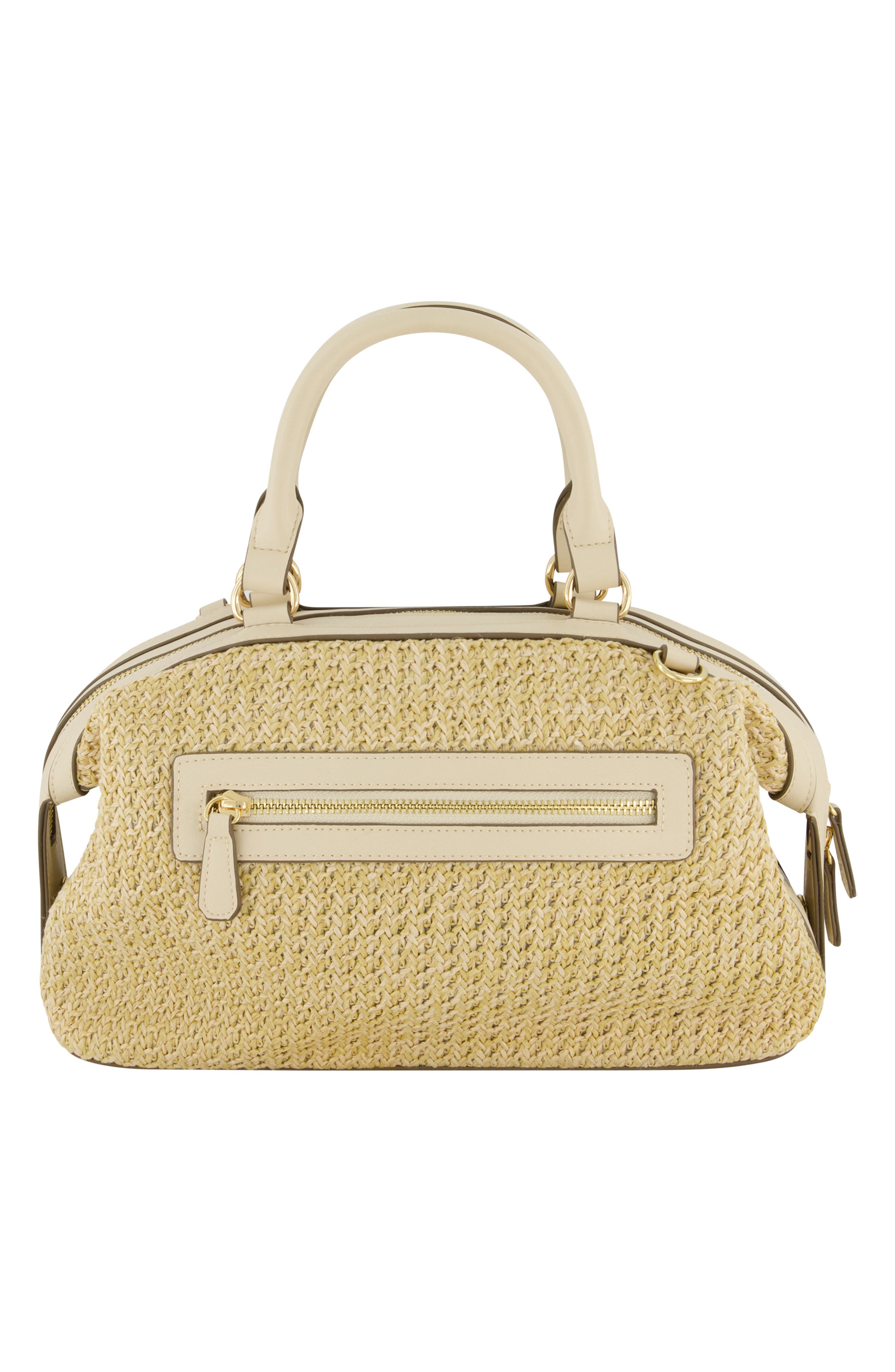 Tommy Bahama Flamingo Embroidered Woven Satchel, Alternate, color, Cream