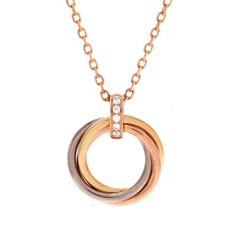Trinity Pendant Necklace 18K Tricolor Gold and Diamonds