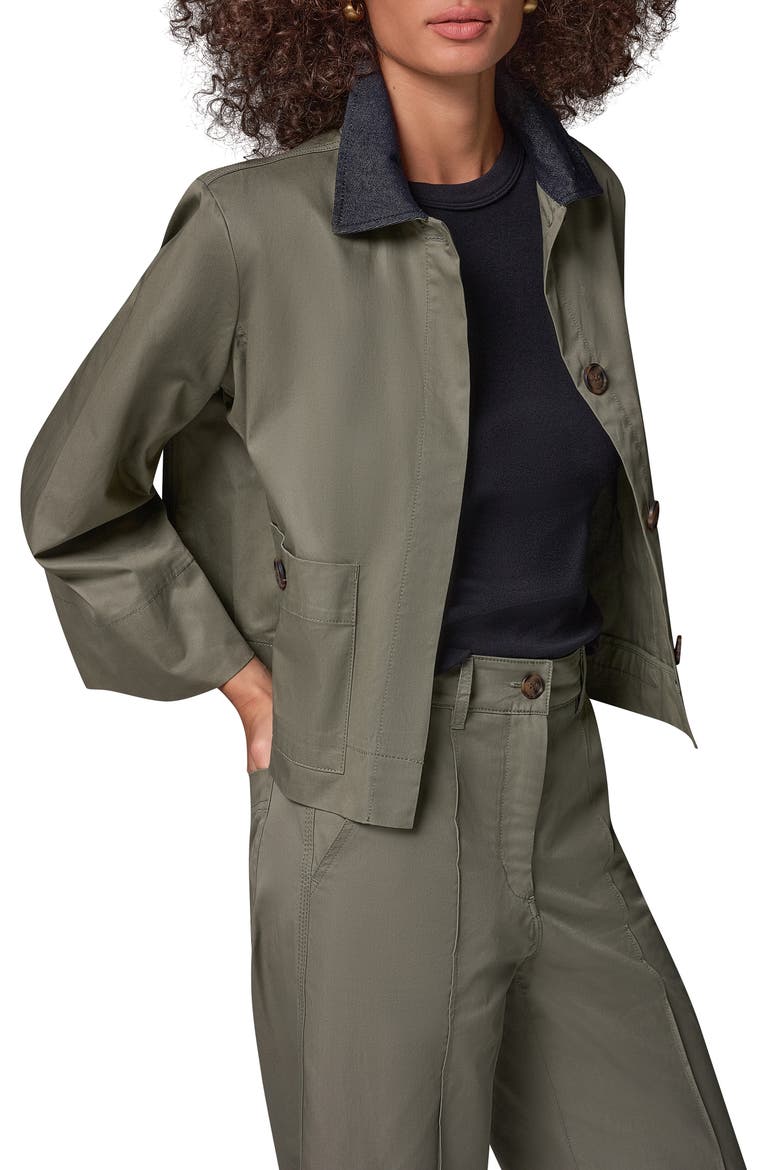 Twill Bell Sleeve Trapeze Shirtjacket, Alternate, color, SAGE