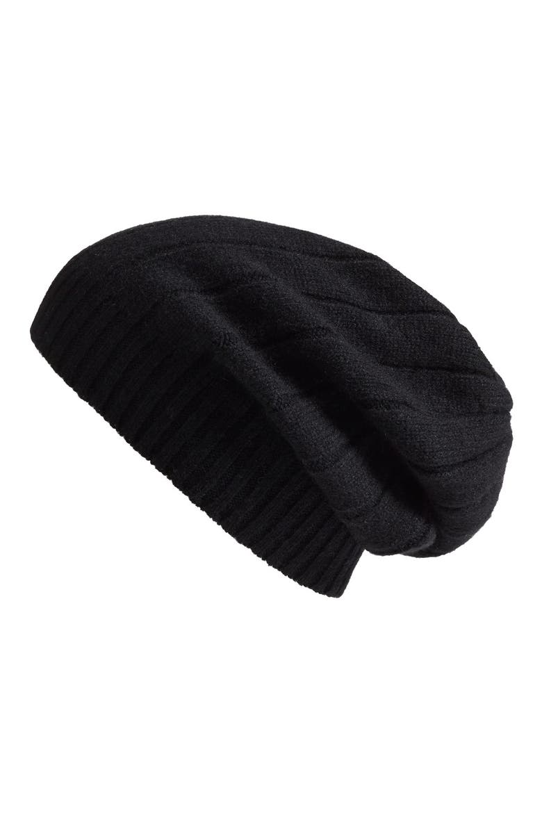 Slouchy Cashmere Beanie, Main, color, BLACK