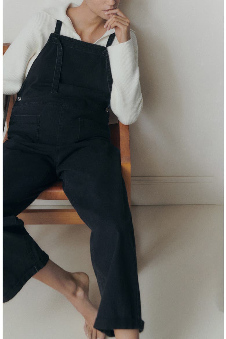 Denim Maternity Overalls, Alternate, color, BLACK DENIM