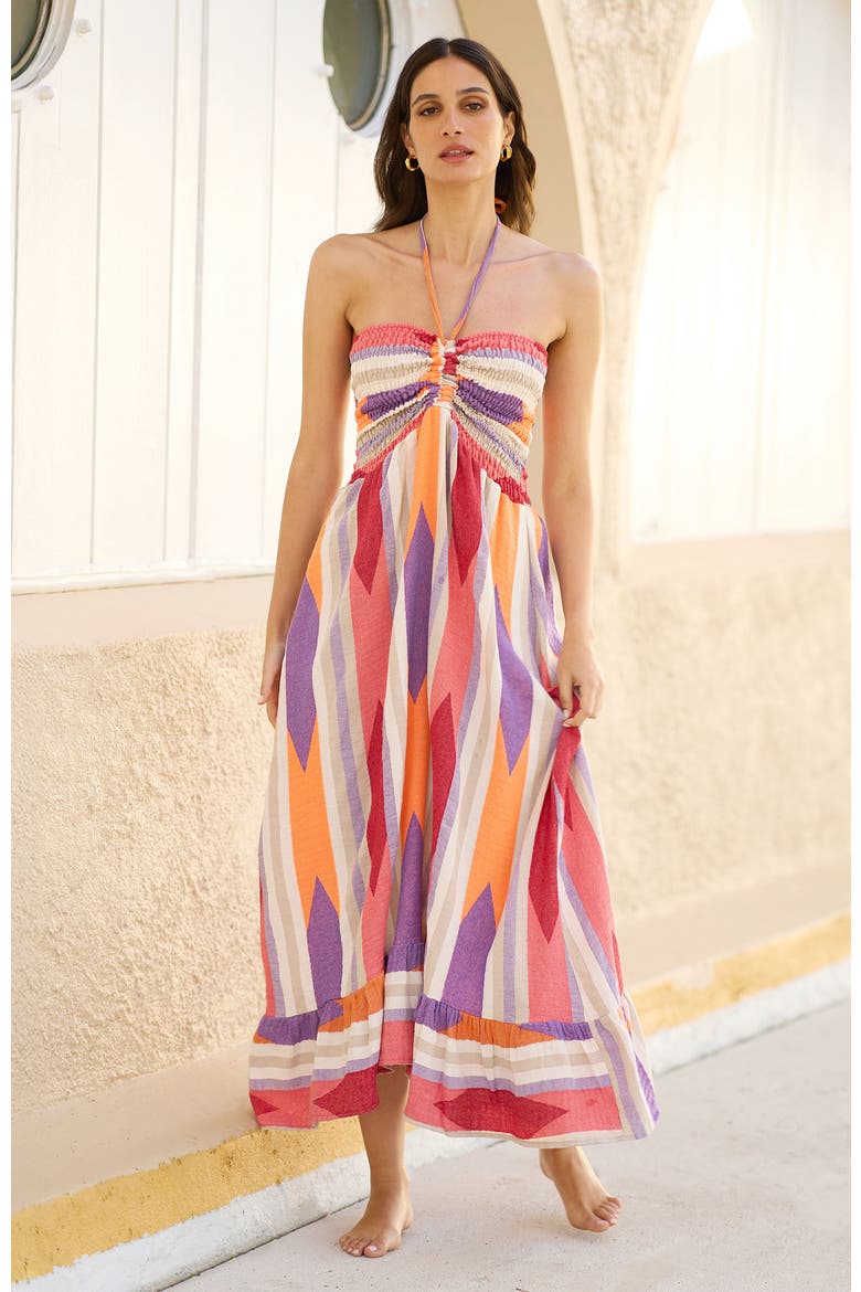 Block Print Cotton Maxi Dress, Alternate, color, Multi