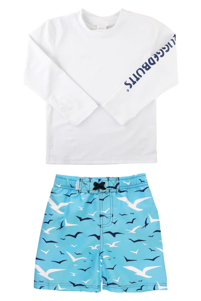 Seagull Two-Piece Rashguard Swimsuit, Main, color, WHITE
