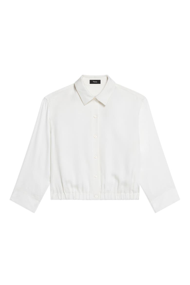 Elastic Hem Silk Button-Up Shirt, Alternate, color, IVORY