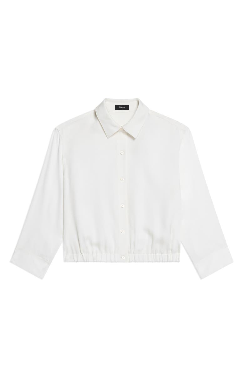 Theory Elastic Hem Silk Button-Up Shirt, Alternate, color, Ivory