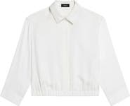 Theory Elastic Hem Silk Button-Up Shirt