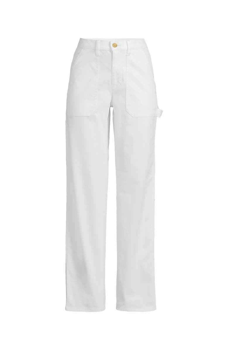 Lands' End Herringbone Chino High Rise Utility Pants, Alternate, color, White