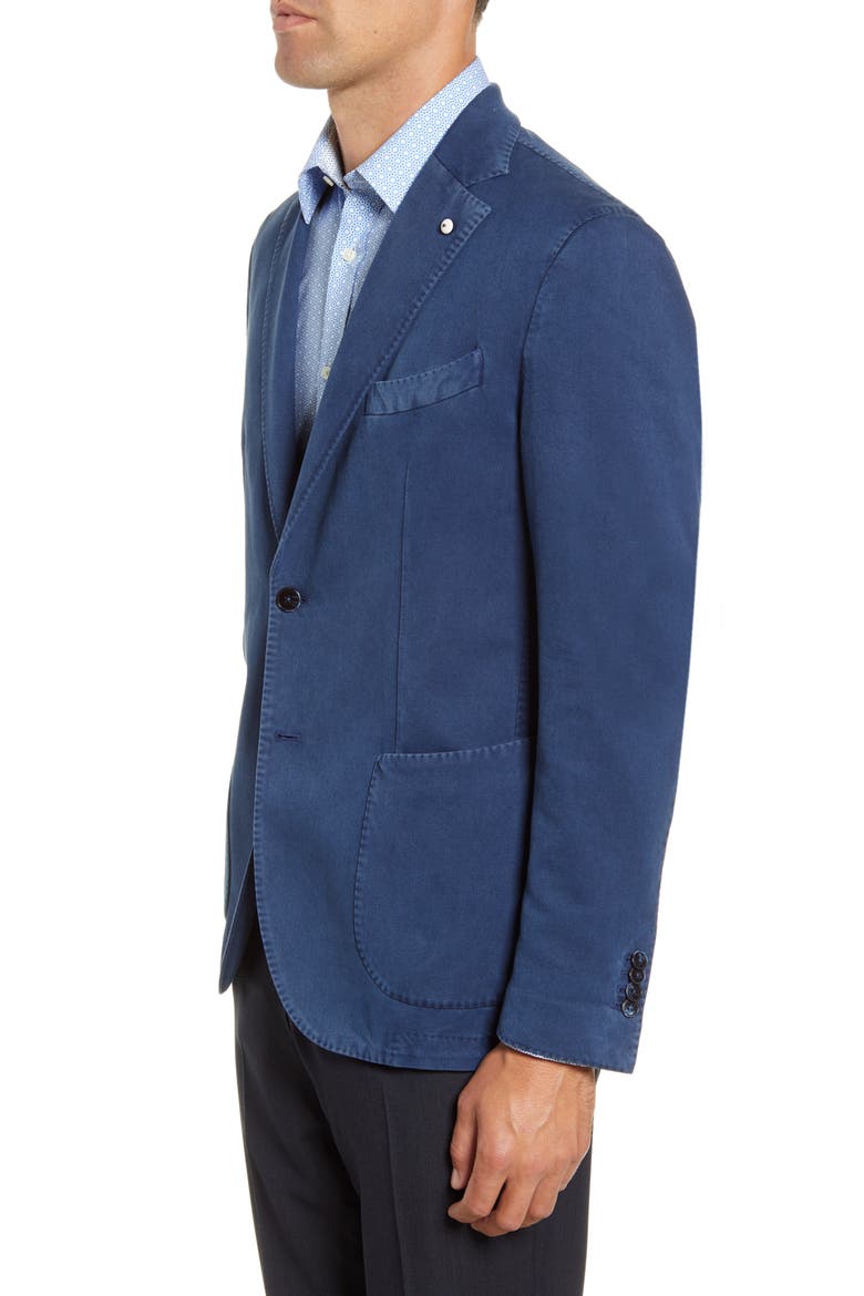 Trim Fit Solid Cotton Sport Coat, Alternate, color, BLUE