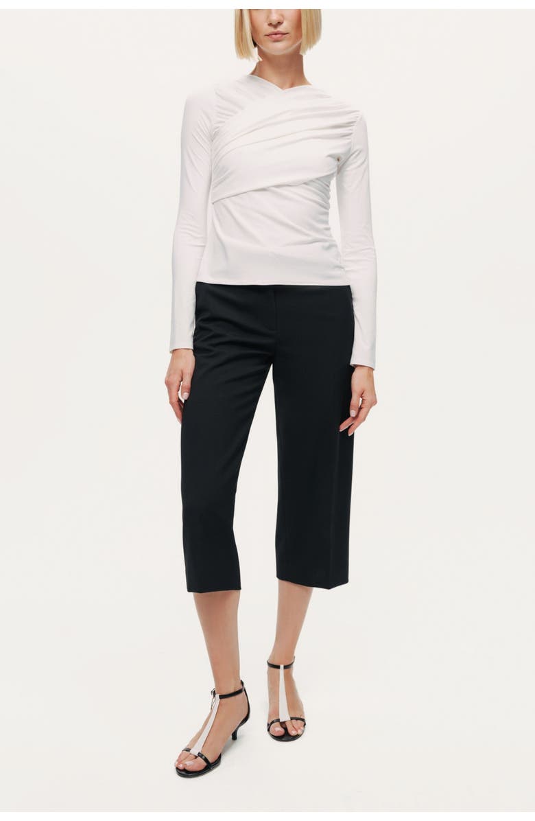 Nocturne Draped Detail Long Sleeve Top, Alternate, color, Ivory