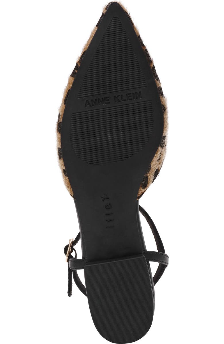 Anne Klein Emily Ankle Strap Pointed Toe Flat, Alternate, color, Leopard
