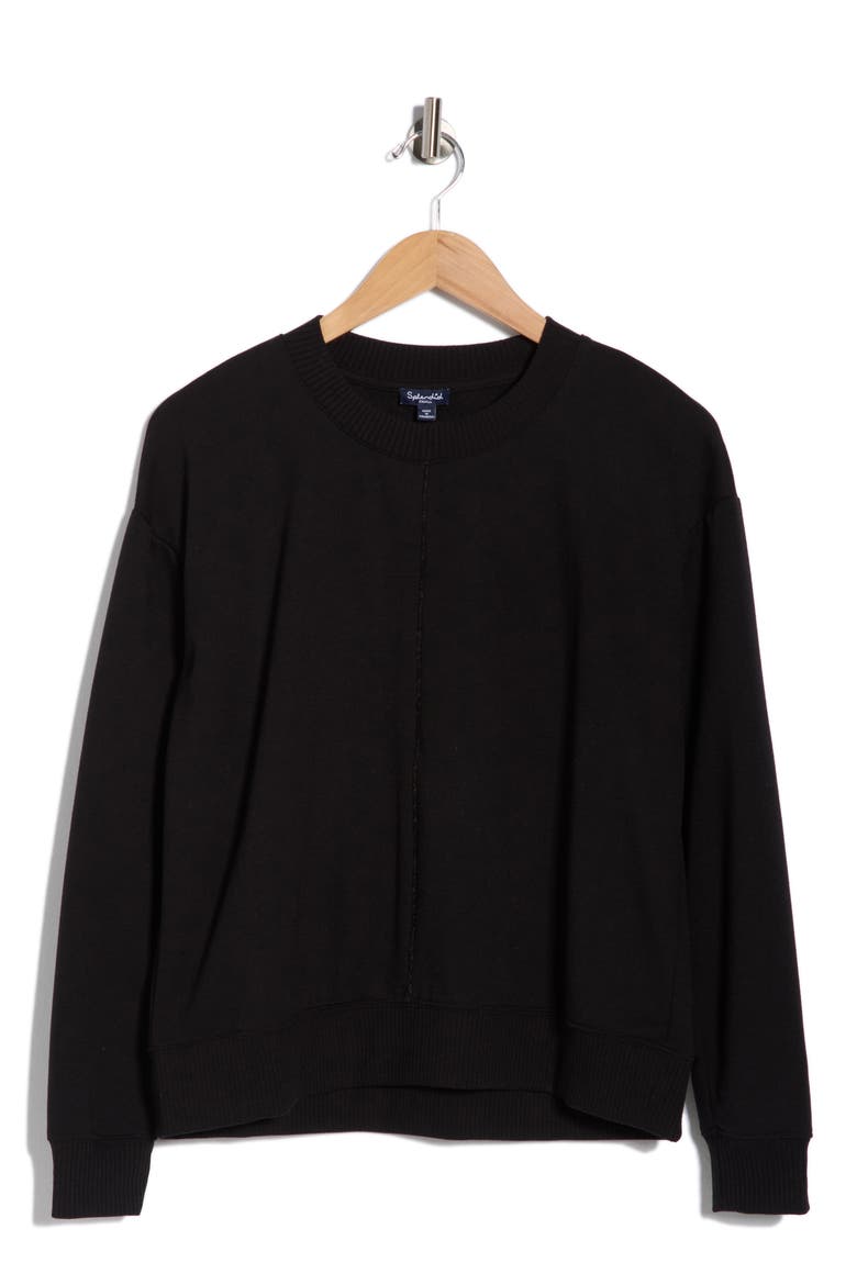 Velvet Trim Sweater, Alternate, color, BLACK